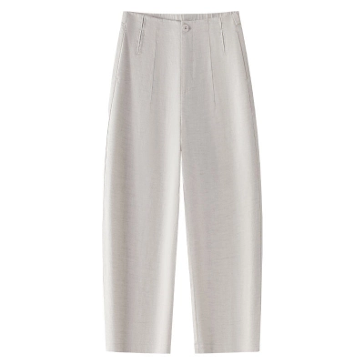 Lightweight High-Waisted Linen-Tencel Cropped Harem Pants 02