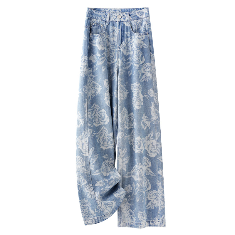 Blue Tencel Denim Wide - Leg High - Waisted Pants