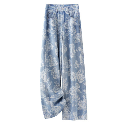 Blue Tencel Denim Wide - Leg High - Waisted Pants 01