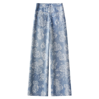 Blue Tencel Denim Wide - Leg High - Waisted Pants 02