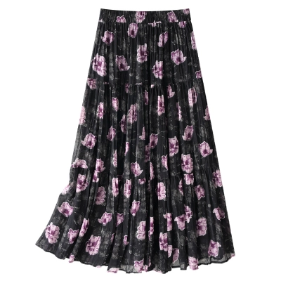 Summer High - Waisted Floral Print Loose Maxi Skirt 01