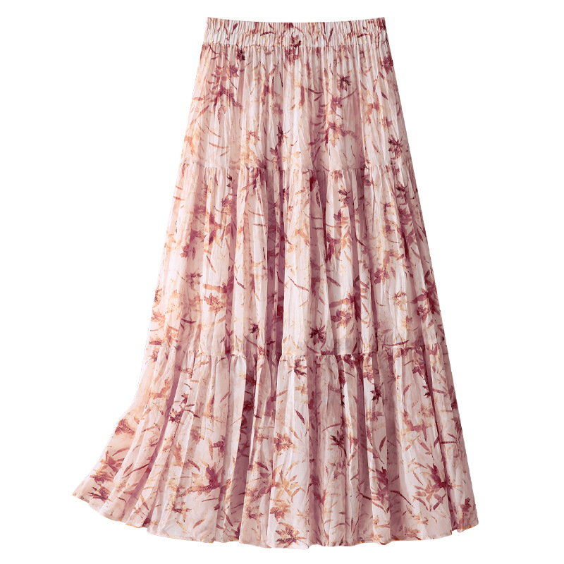 Summer High - Waisted Floral Print Loose Maxi Skirt
