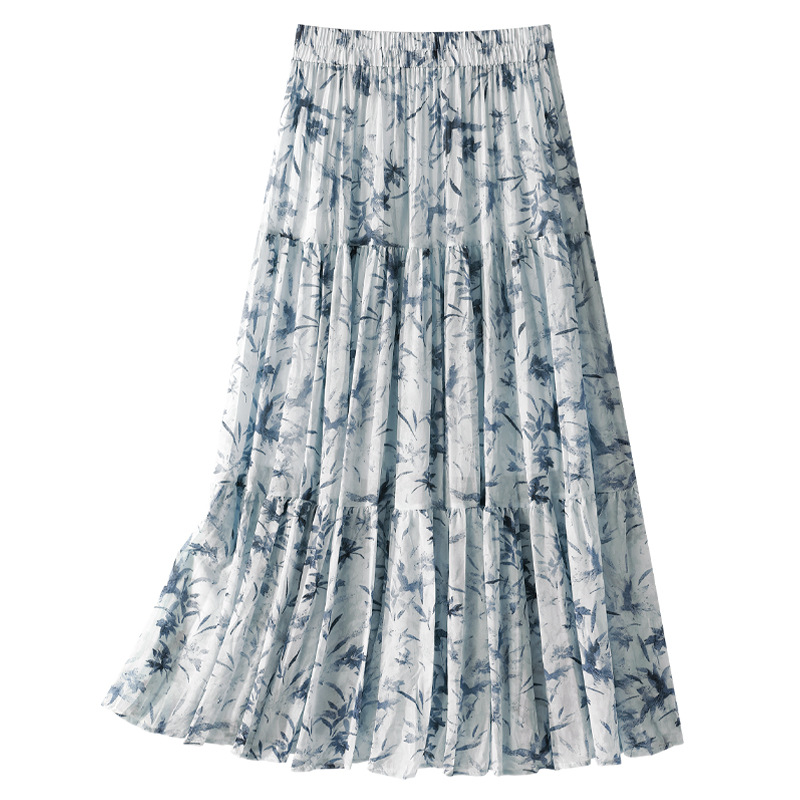 Summer High - Waisted Floral Print Loose Maxi Skirt