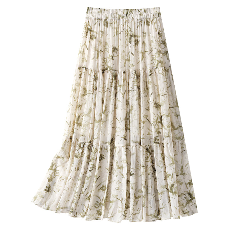 Summer High - Waisted Floral Print Loose Maxi Skirt