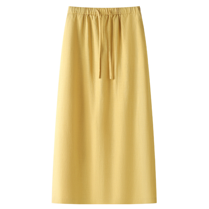 Women's Summer Linen-Tencel Midi Skirt