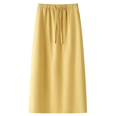 Women's Summer Linen-Tencel Midi Skirt 02