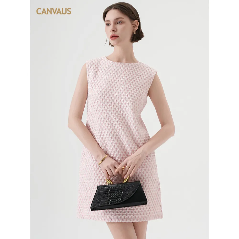 Collarless Layered Camisole Vest Dress