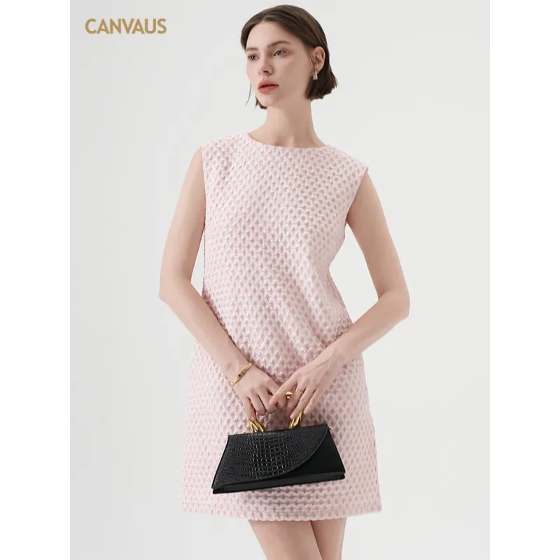 Collarless Layered Camisole Vest Dress