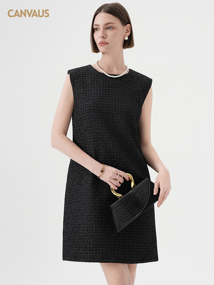 Collarless Layered Camisole Vest Dress