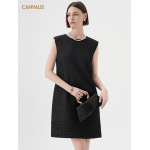 Collarless Layered Camisole Vest Dress