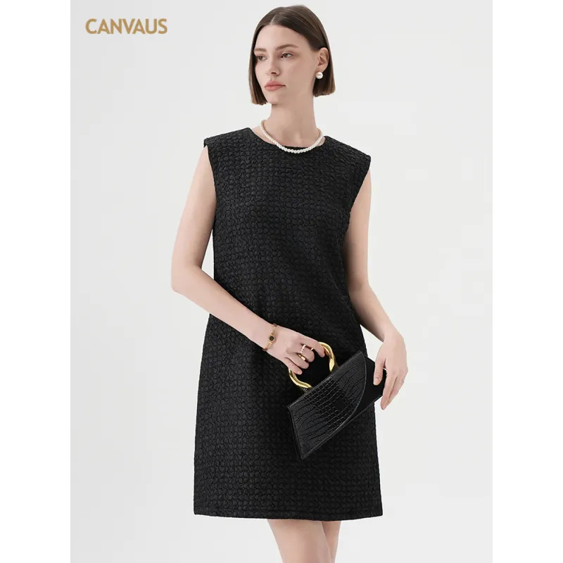 Collarless Layered Camisole Vest Dress