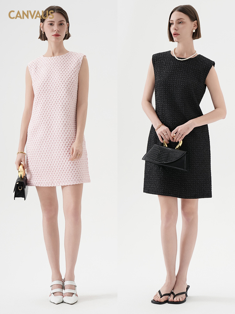 Collarless Layered Camisole Vest Dress