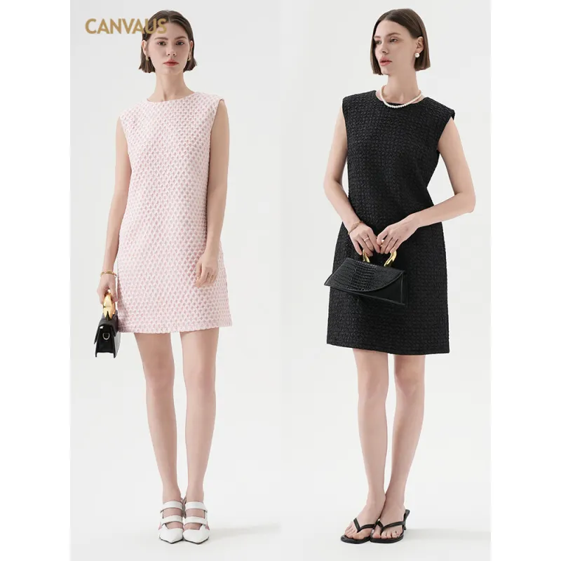 Collarless Layered Camisole Vest Dress