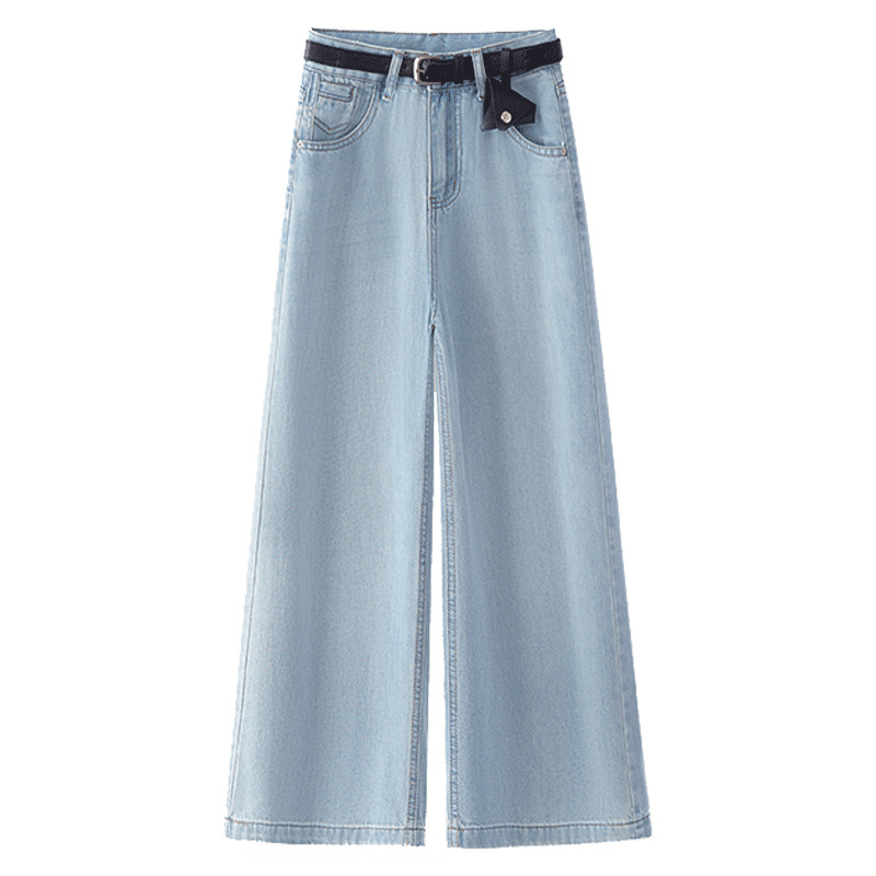 High - Waisted Loose Light Blue Denim Culottes