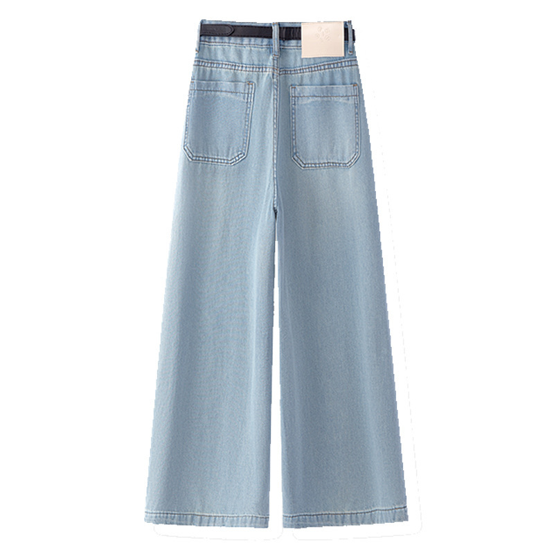 High - Waisted Loose Light Blue Denim Culottes