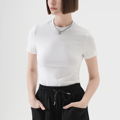 Slim - fit V - Neck Cool Tencel Short Sleeve T - shirt 02