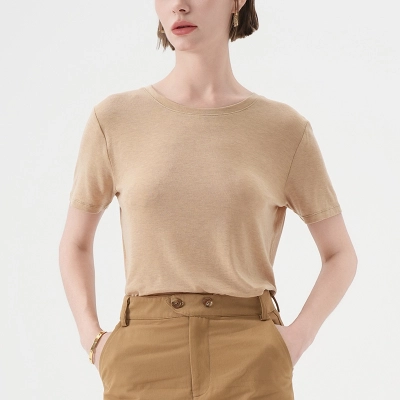 Summer Breathable Soft Lyocell Wool - blended T - Shirt 01