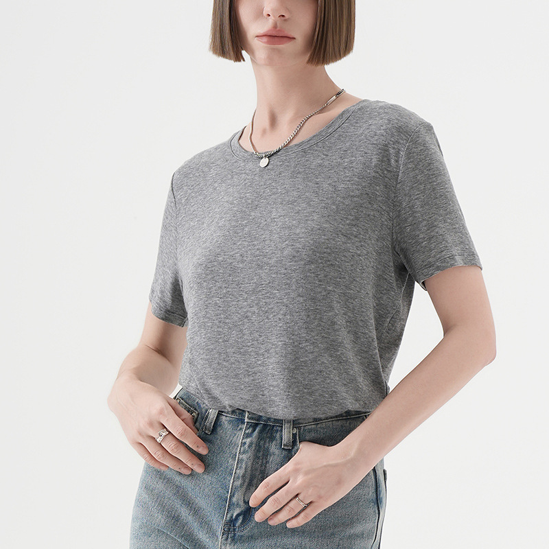 Summer Breathable Soft Lyocell Wool - blended T - Shirt