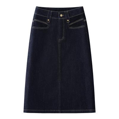 Summer Thin High-Waist Slim Blue Denim Skirt 01