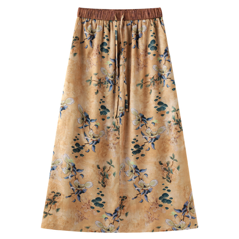 Thin High - Waisted Slim A - Line Chiffon Skirt 