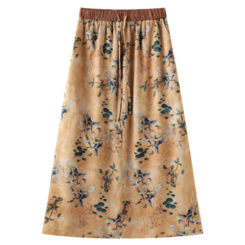 Thin High - Waisted Slim A - Line Chiffon Skirt 