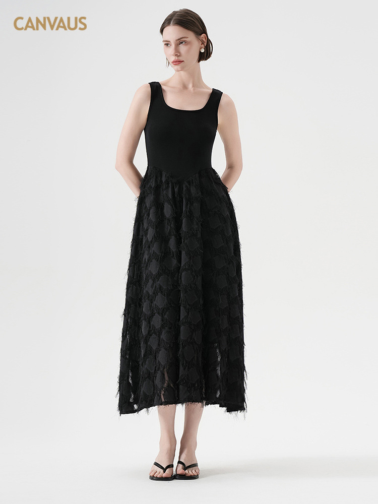 U - neck Chiffon Flowy Sleeveless Dress