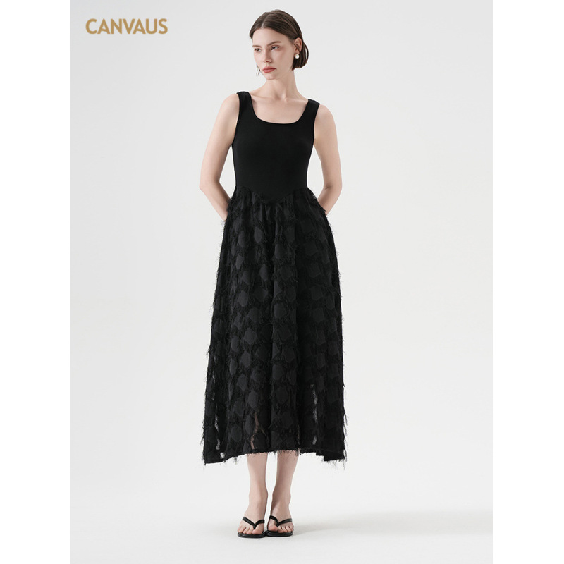 U - neck Chiffon Flowy Sleeveless Dress