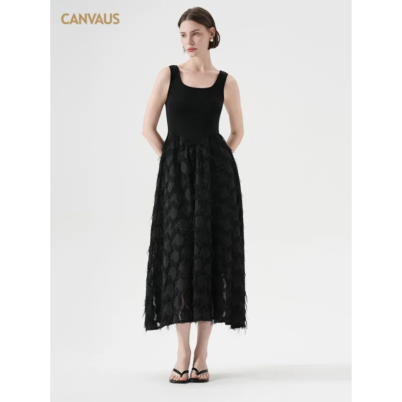 U - neck Chiffon Flowy Sleeveless Dress