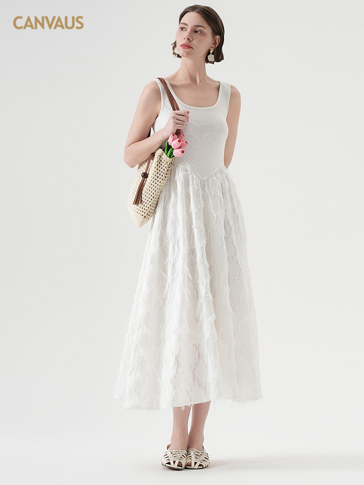 U - neck Chiffon Flowy Sleeveless Dress