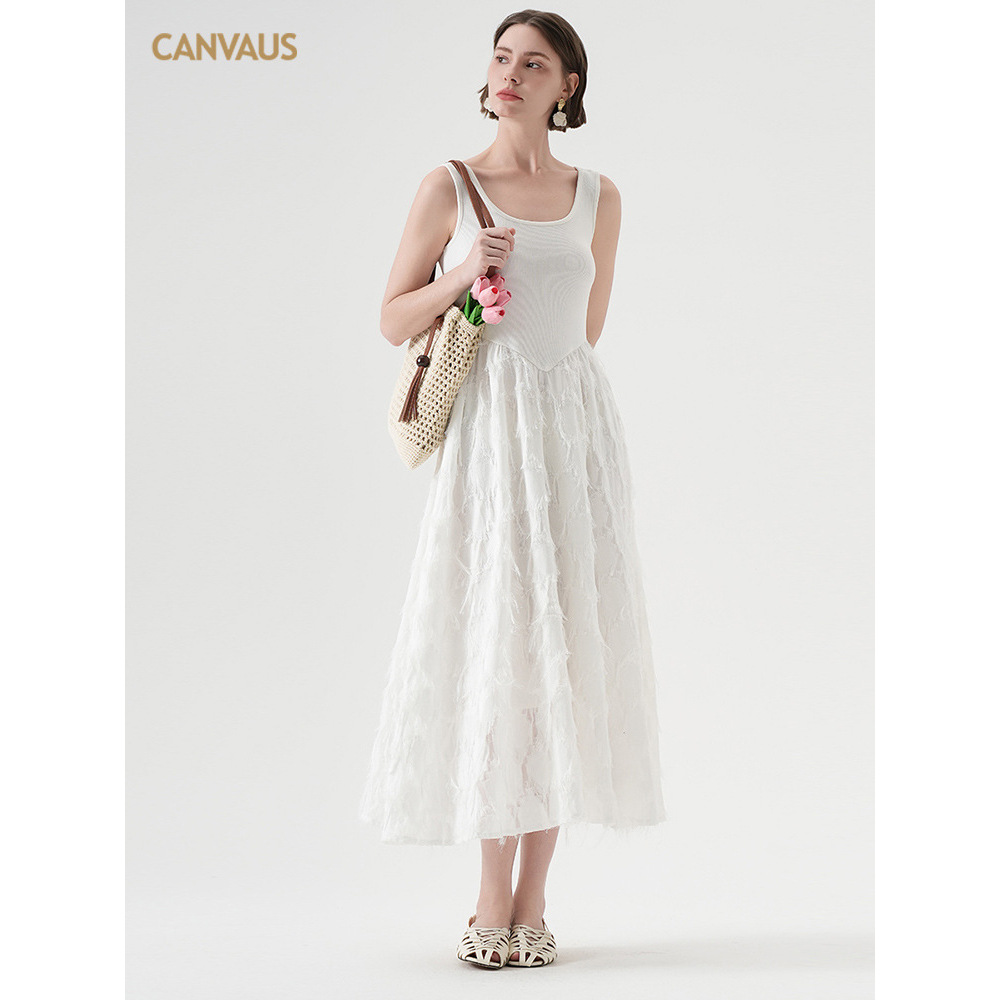 U - neck Chiffon Flowy Sleeveless Dress