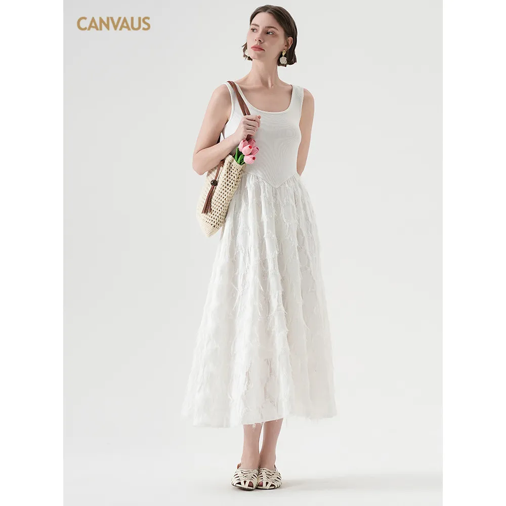 U - neck Chiffon Flowy Sleeveless Dress