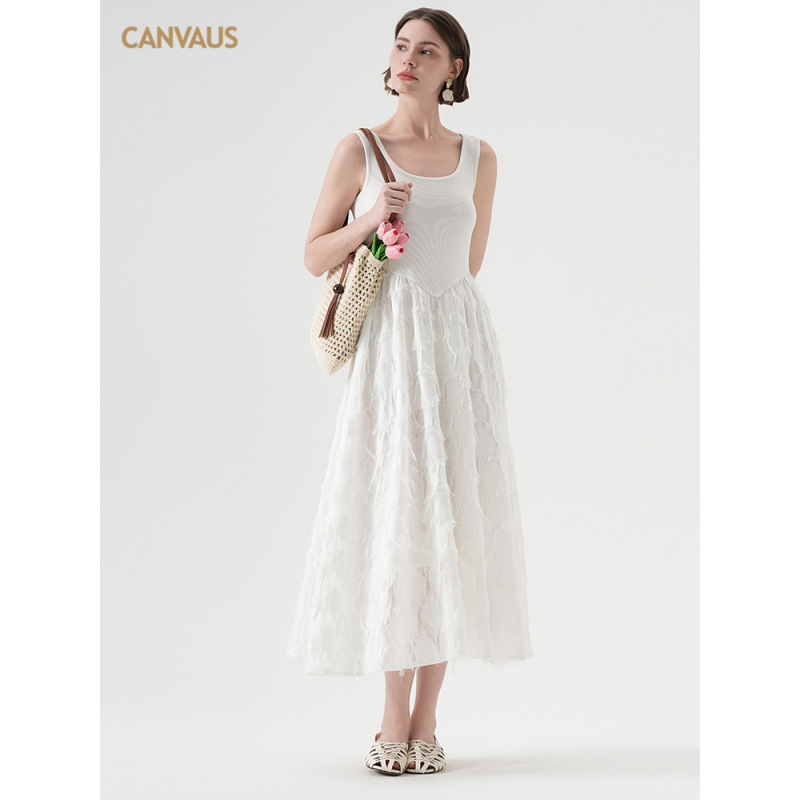 U - neck Chiffon Flowy Sleeveless Dress