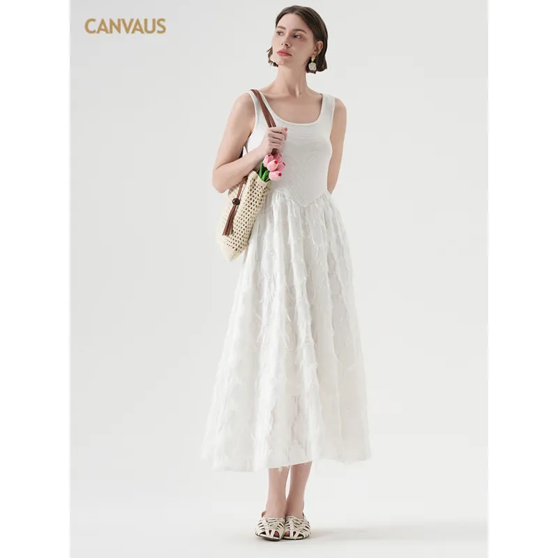 U - neck Chiffon Flowy Sleeveless Dress