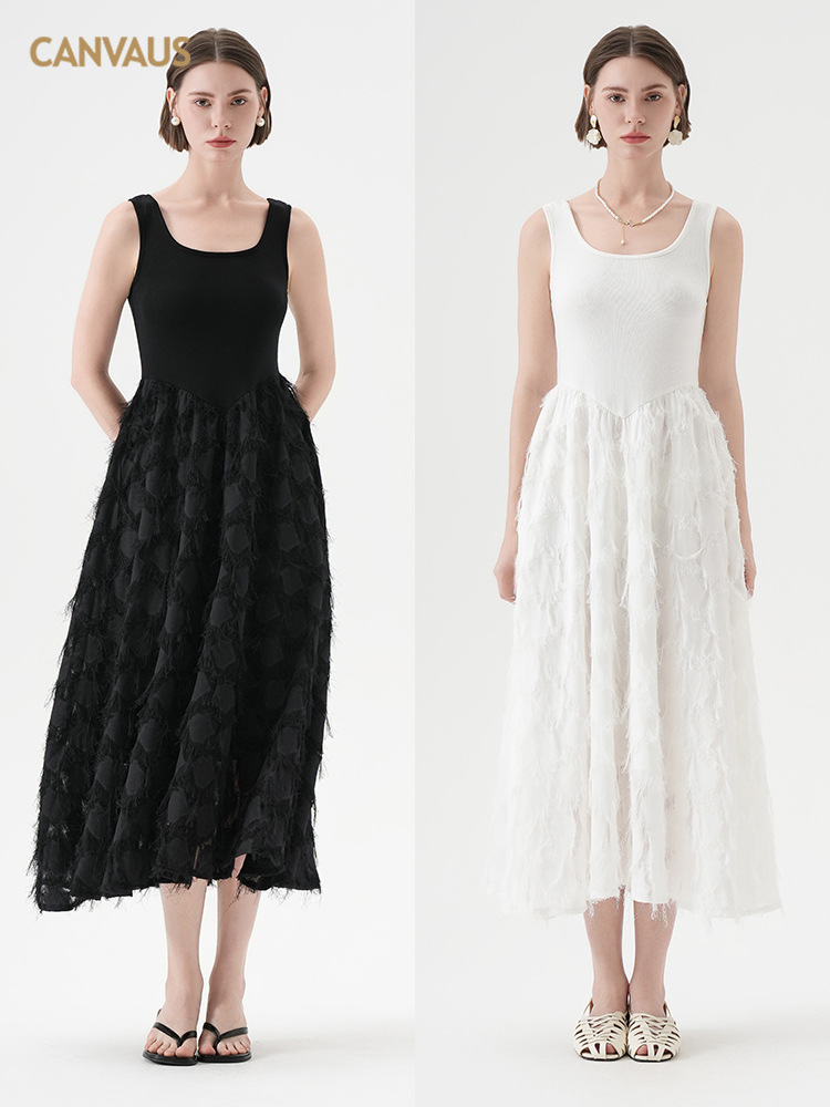 U - neck Chiffon Flowy Sleeveless Dress