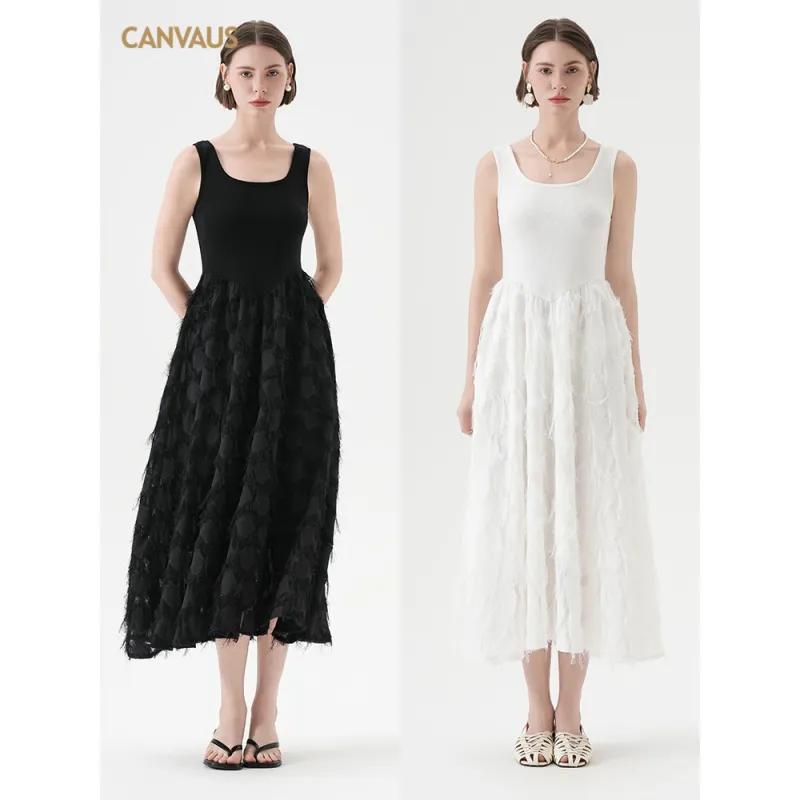 U - neck Chiffon Flowy Sleeveless Dress