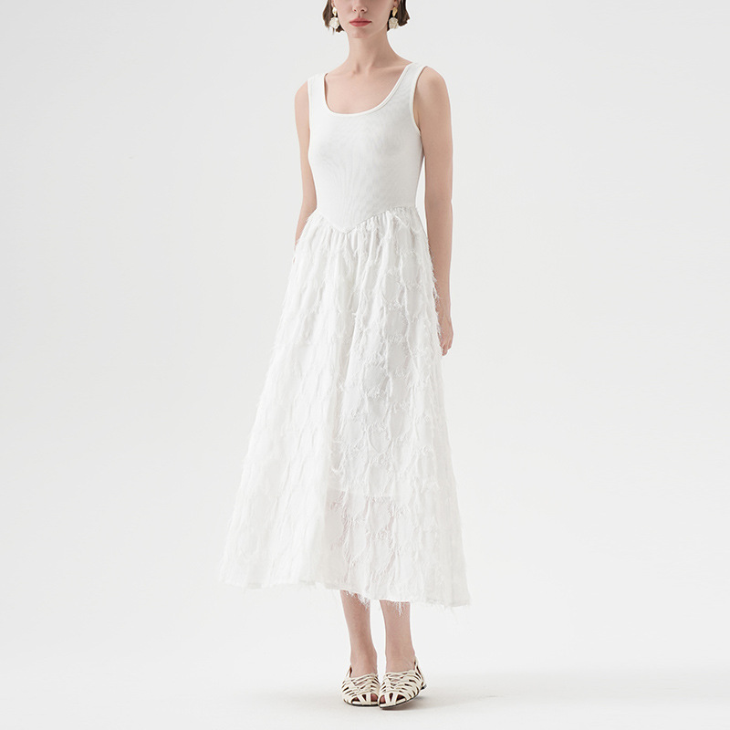 U - neck Chiffon Flowy Sleeveless Dress