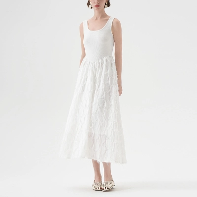 U - neck Chiffon Flowy Sleeveless Dress 02