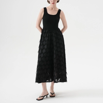 U - neck Chiffon Flowy Sleeveless Dress 01