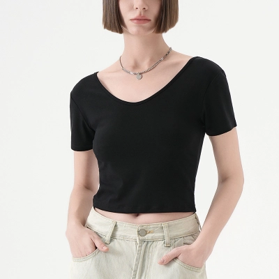 Versatile V - Neck Reversible Short Slim - Fit Tencel T - Shirt 01