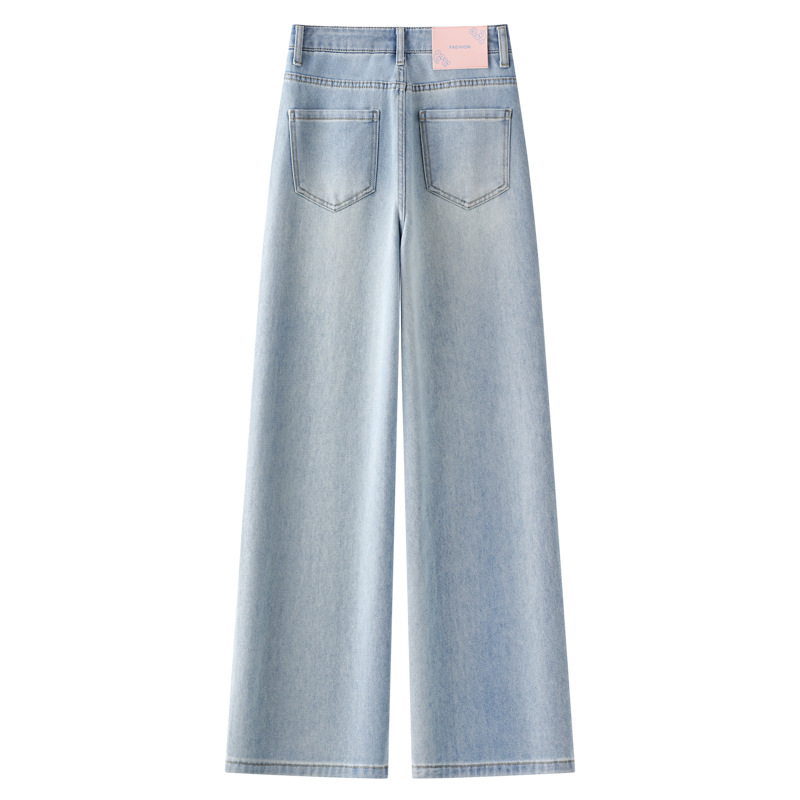 American High - Waisted Slimming Loose Straight - Leg Embroidered Jeans