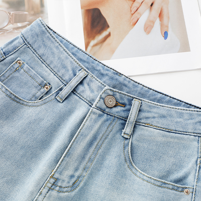 American High - Waisted Slimming Loose Straight - Leg Embroidered Jeans