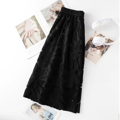 Black High - Waisted A - Line Organza Skirt 02