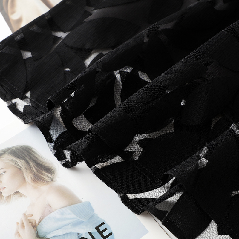 Black High - Waisted A - Line Organza Skirt