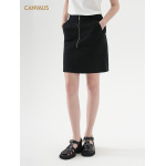 Black Zip - up Casual Versatile Chiffon Skirt