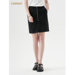 Black Zip - up Casual Versatile Chiffon Skirt
