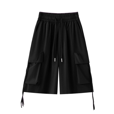 High - Waisted Baggy Cropped Cargo Shorts 01