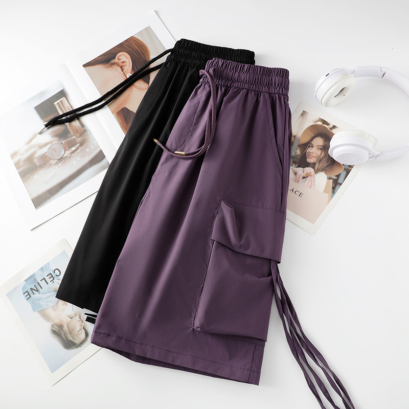 High - Waisted Baggy Cropped Cargo Shorts