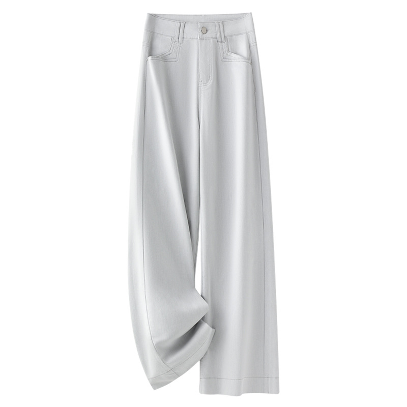 High - Waisted Loose Slimming Grey Straight - Leg Maxi Jeans