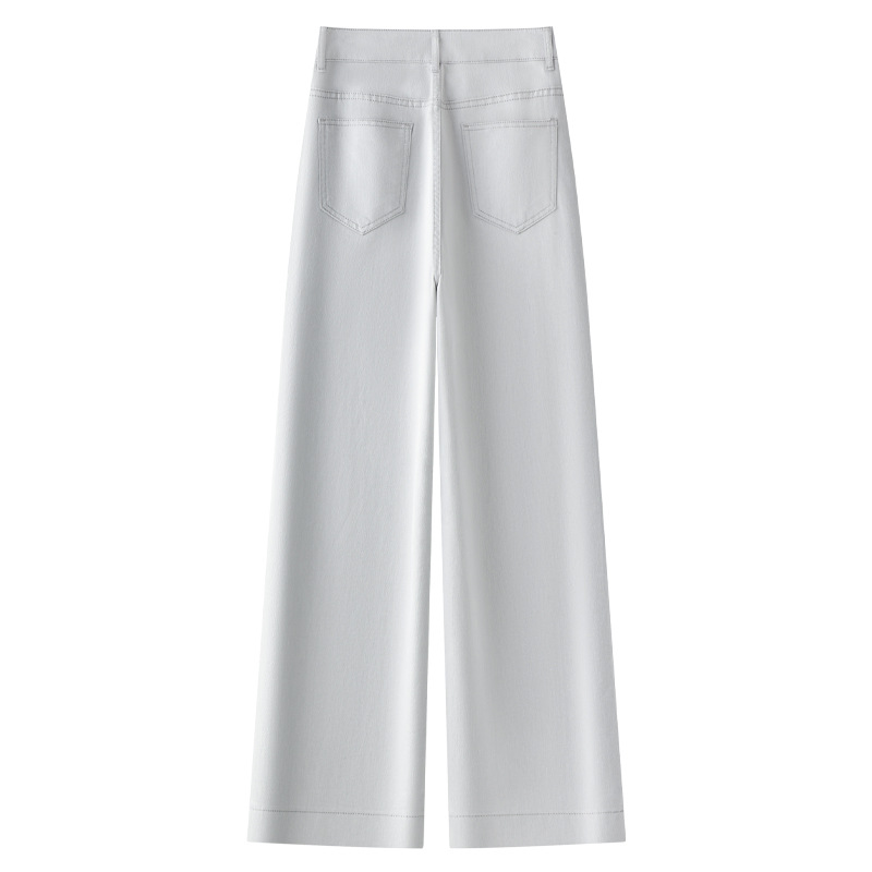 High - Waisted Loose Slimming Grey Straight - Leg Maxi Jeans