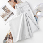 High - Waisted Loose Slimming Grey Straight - Leg Maxi Jeans